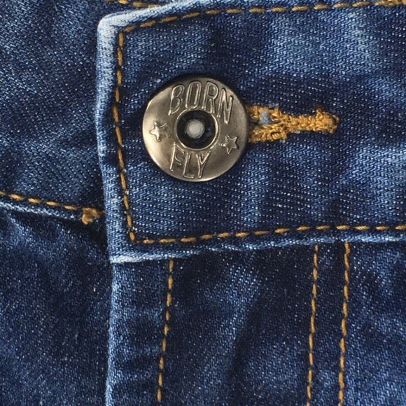 Born Fly Mens Jean Shorts Factory Fading Raw Hem Fringe Distressed Blue Sz 42 - Picture 4 of 11